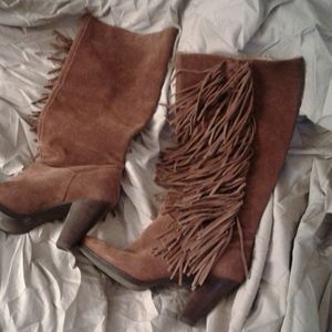 Micheal kors boots suede w fringe brown